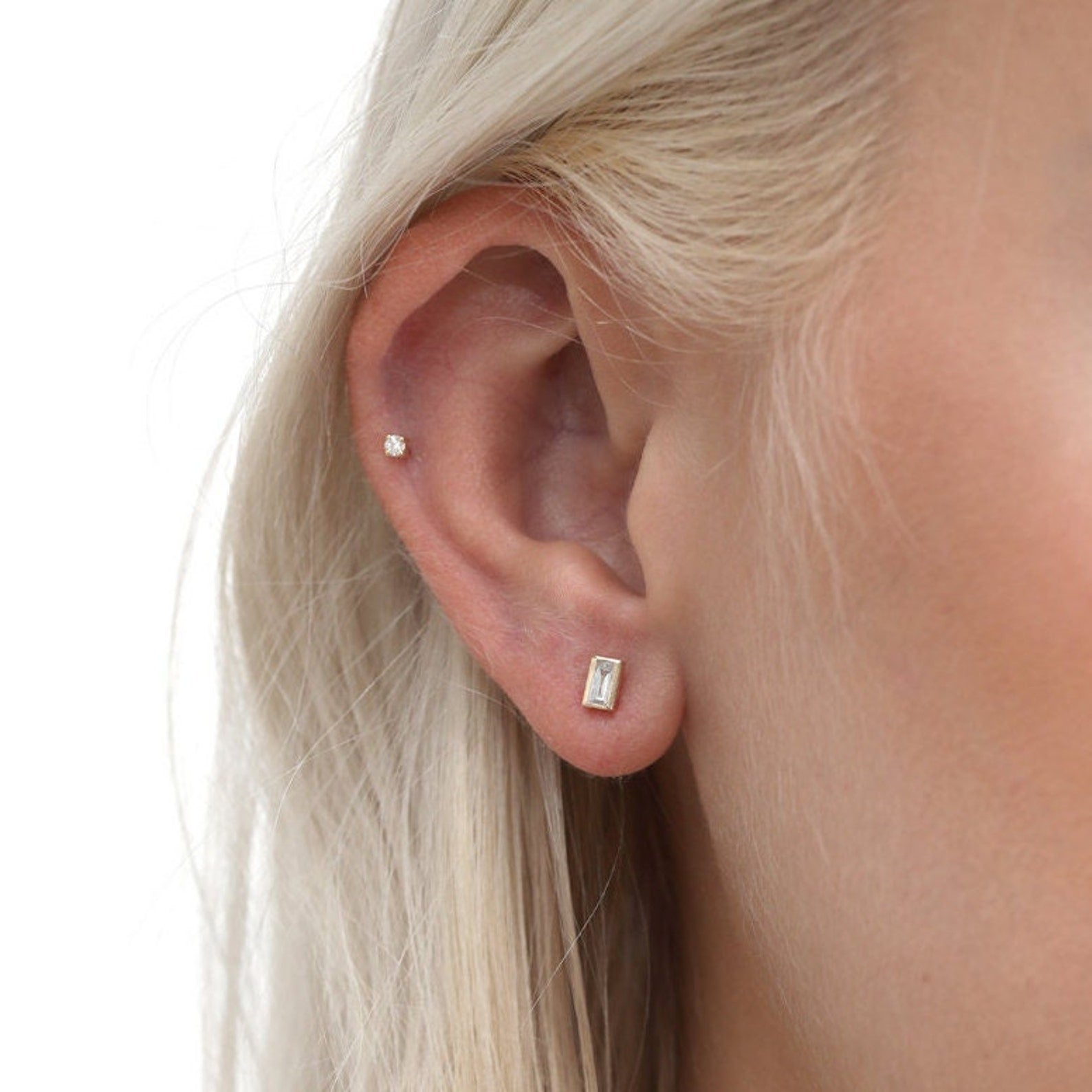 Baguette Frame Stud Earrings