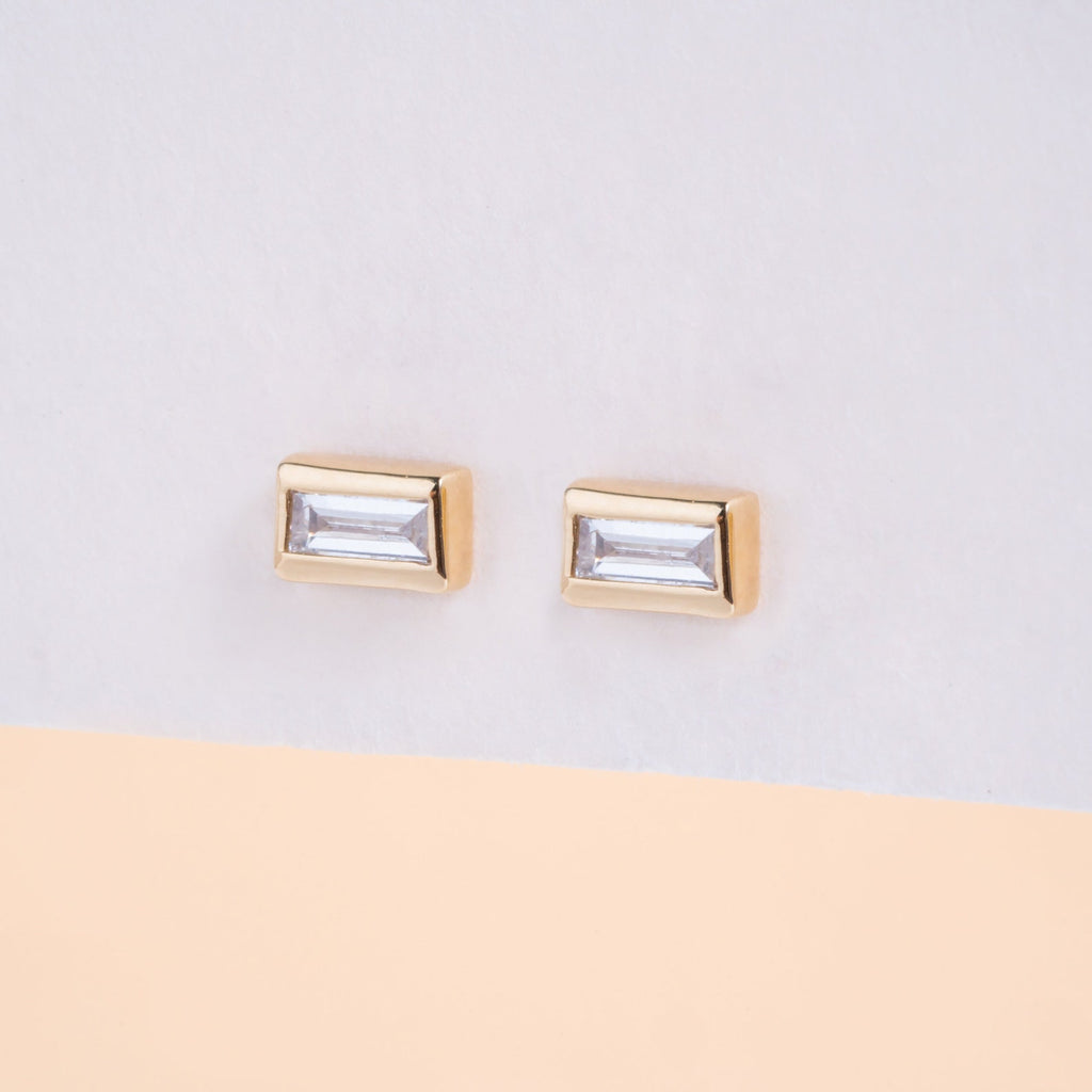 Baguette Frame Stud Earrings