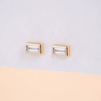 Baguette Frame Stud Earrings