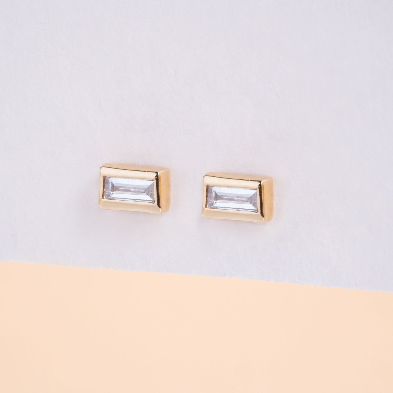 Baguette Frame Stud Earrings