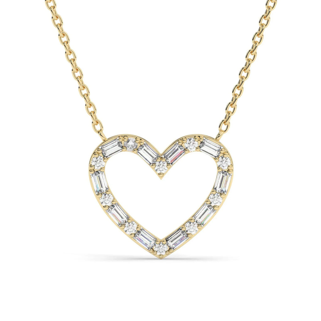 Baguette Open Heart Frame Necklace