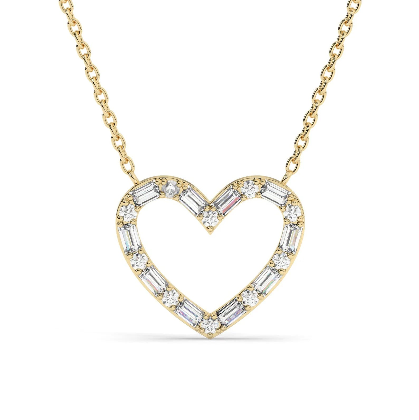 Baguette Open Heart Frame Necklace