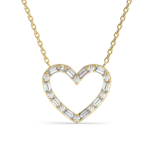 Baguette Open Heart Frame Necklace