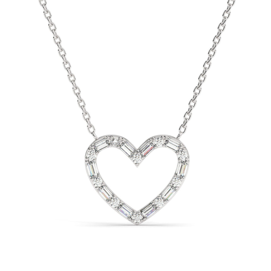 Baguette Open Heart Frame Necklace