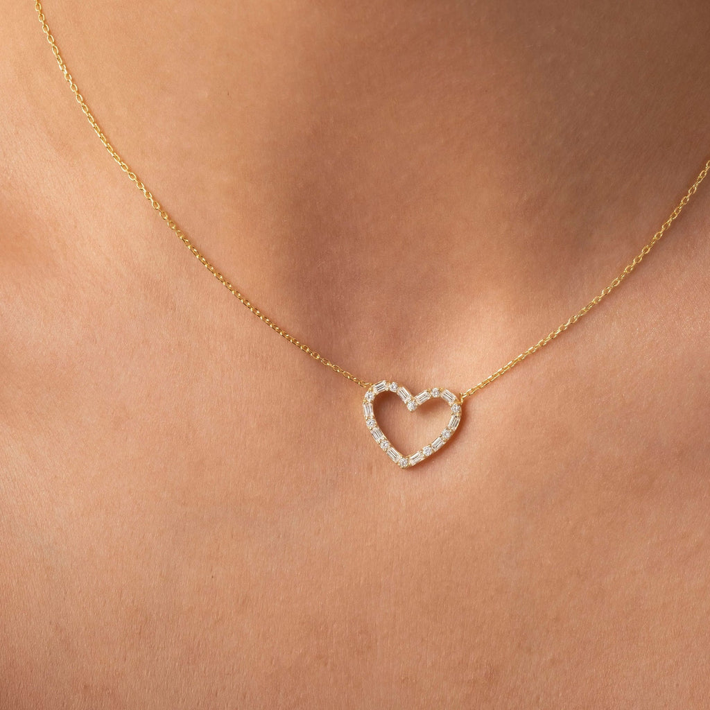 Baguette Open Heart Frame Necklace
