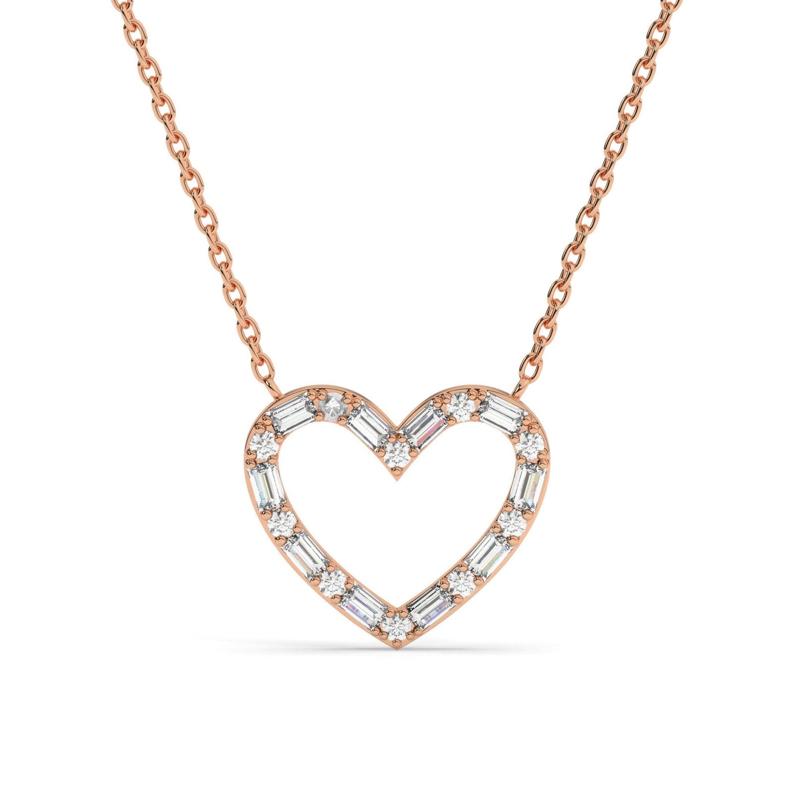 Baguette Open Heart Frame Necklace
