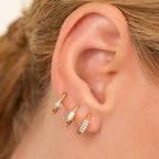 Baguette Row Huggie Earrings