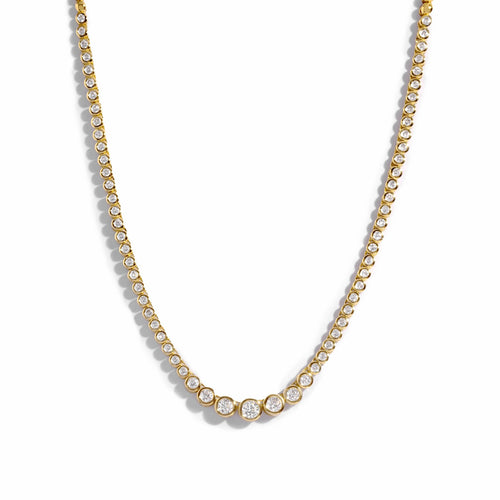 Bezel Setting Gradient Tennis Necklace