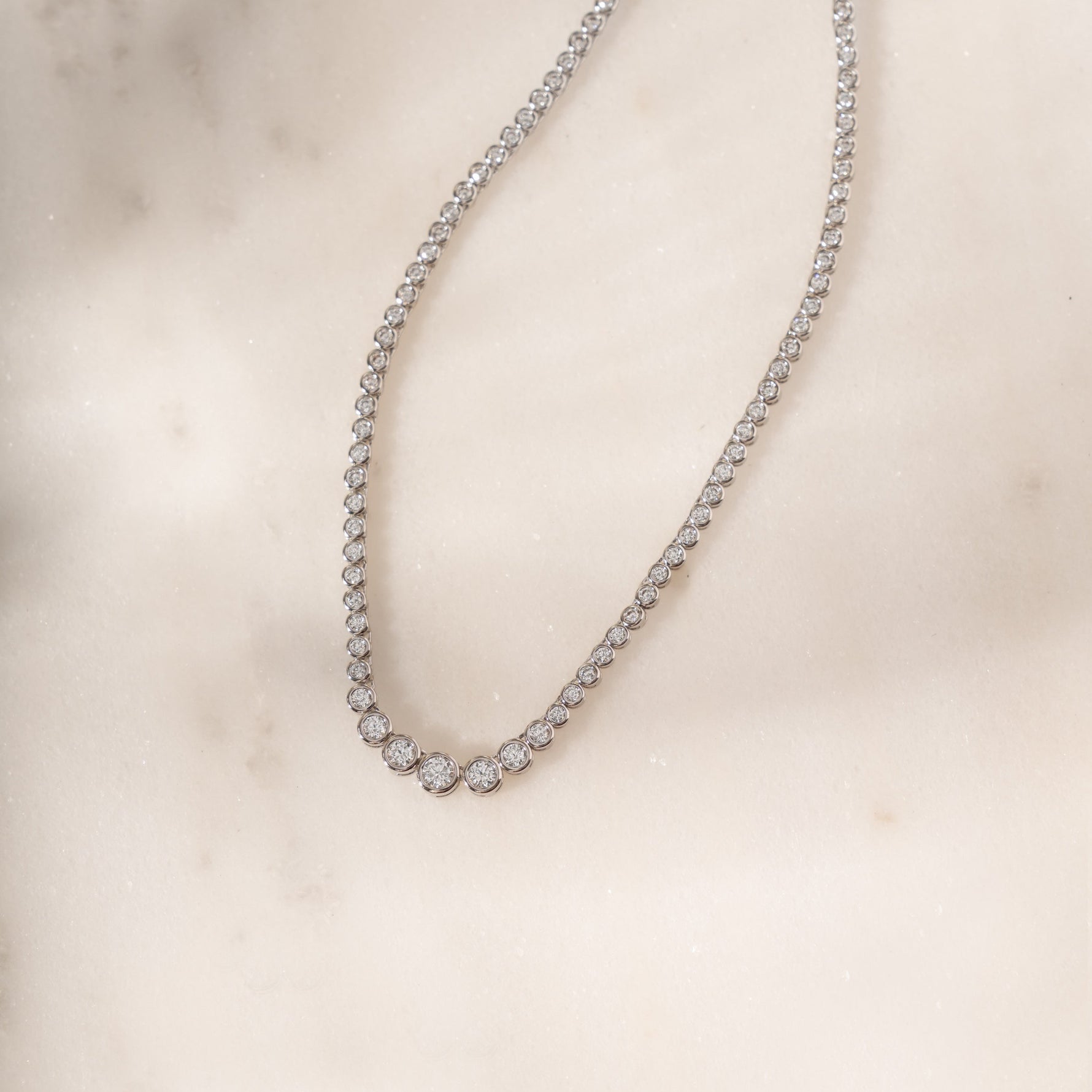 Bezel Setting Gradient Tennis Necklace