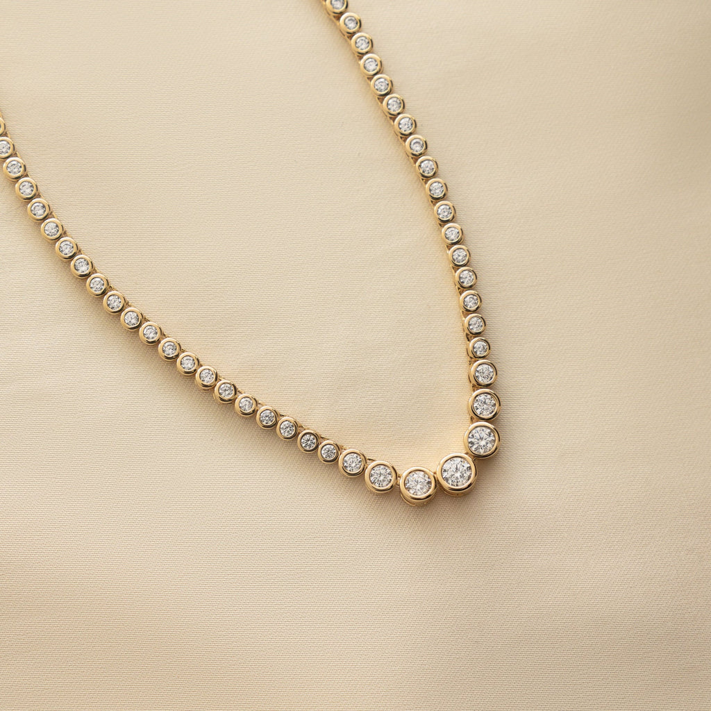 Bezel Setting Gradient Tennis Necklace