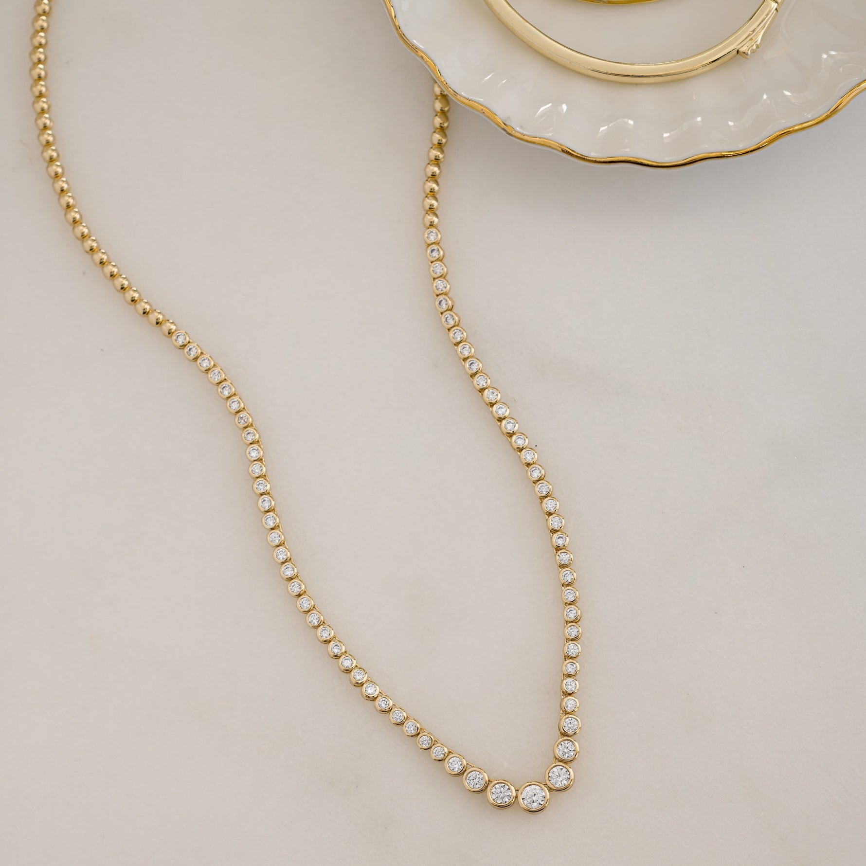 Bezel Setting Gradient Tennis Necklace
