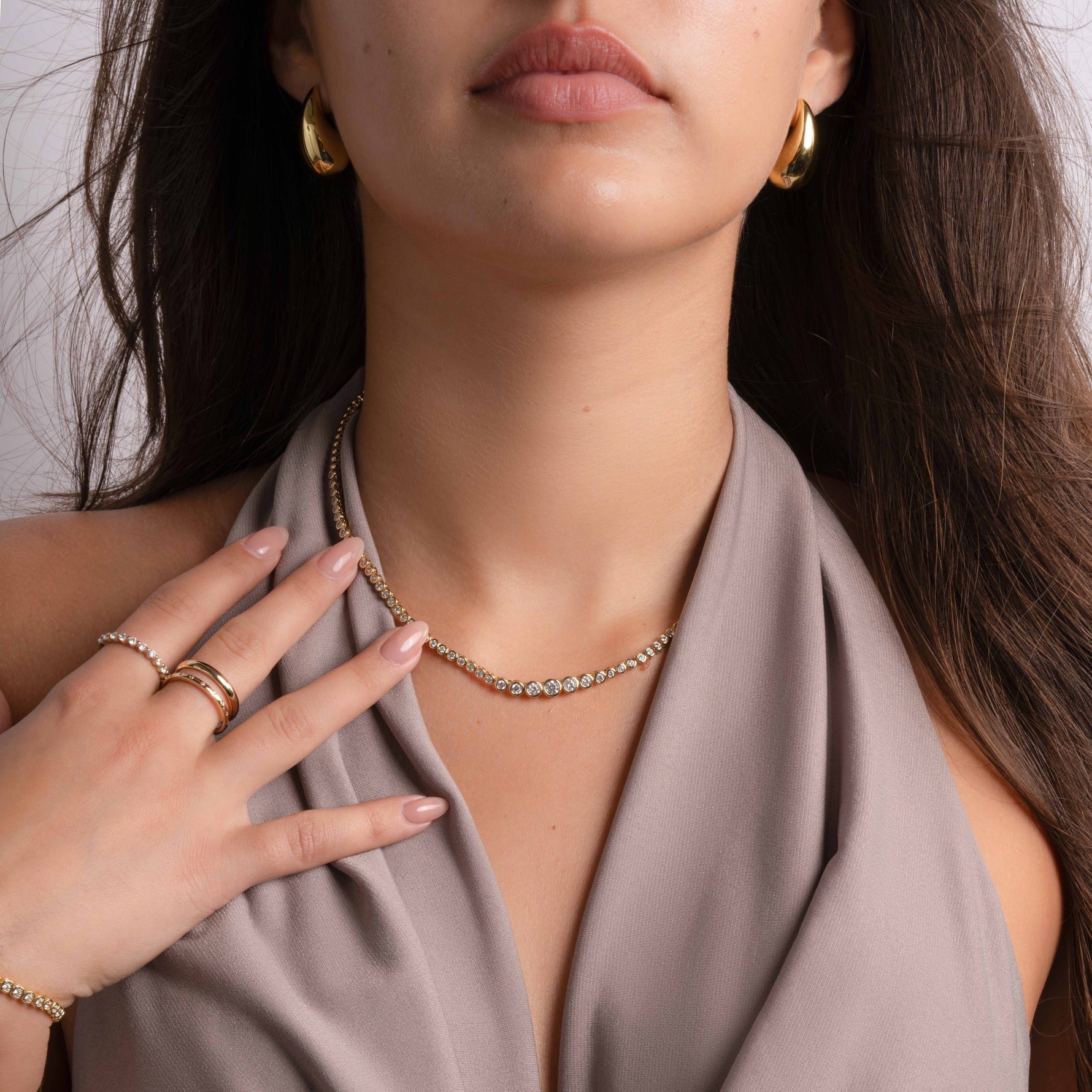 Bezel Setting Gradient Tennis Necklace