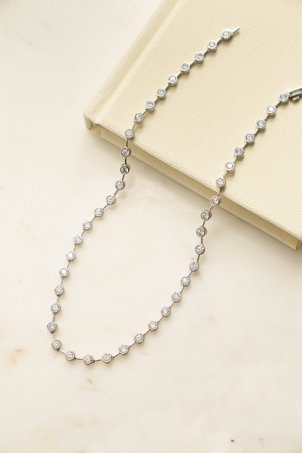Bezel Station Tennis Necklace