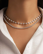 Bezel Station Tennis Necklace