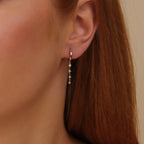 Bezel Diamond Long Charm Huggies