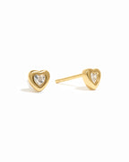 Bezel Heart Solitaire Studs