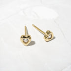 Bezel Heart Solitaire Studs