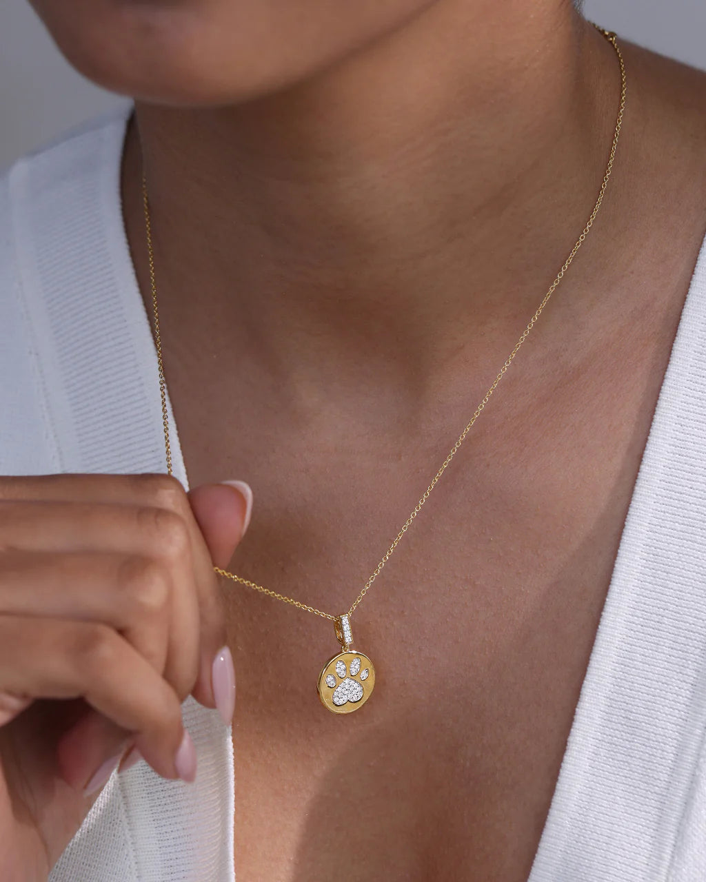 Bold Paw Print Diamond Necklace