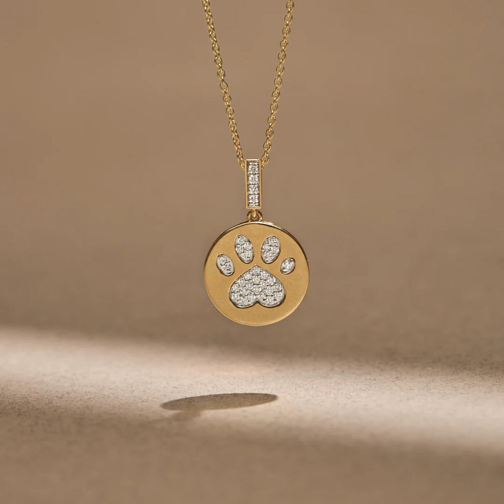 Bold Paw Print Diamond Necklace