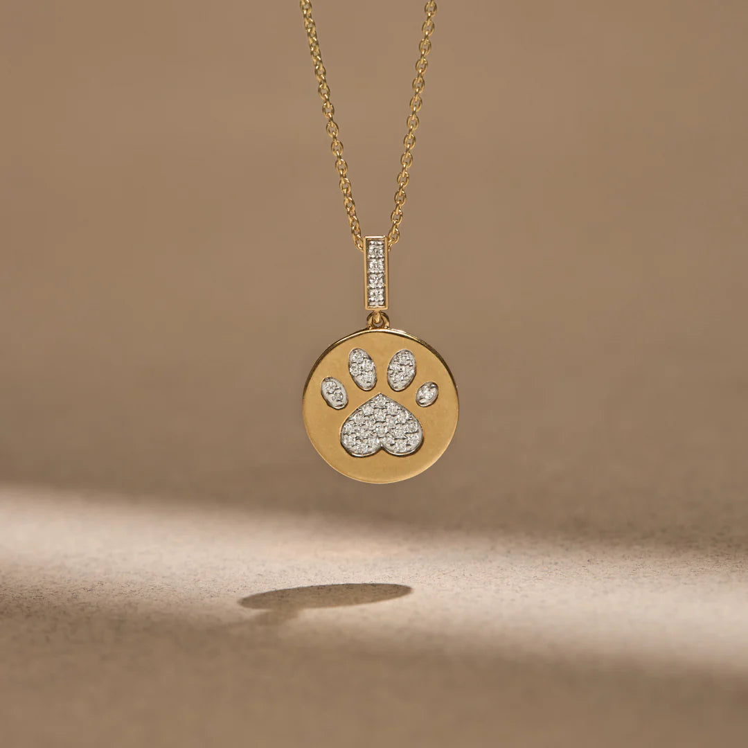Bold Paw Print Diamond Necklace