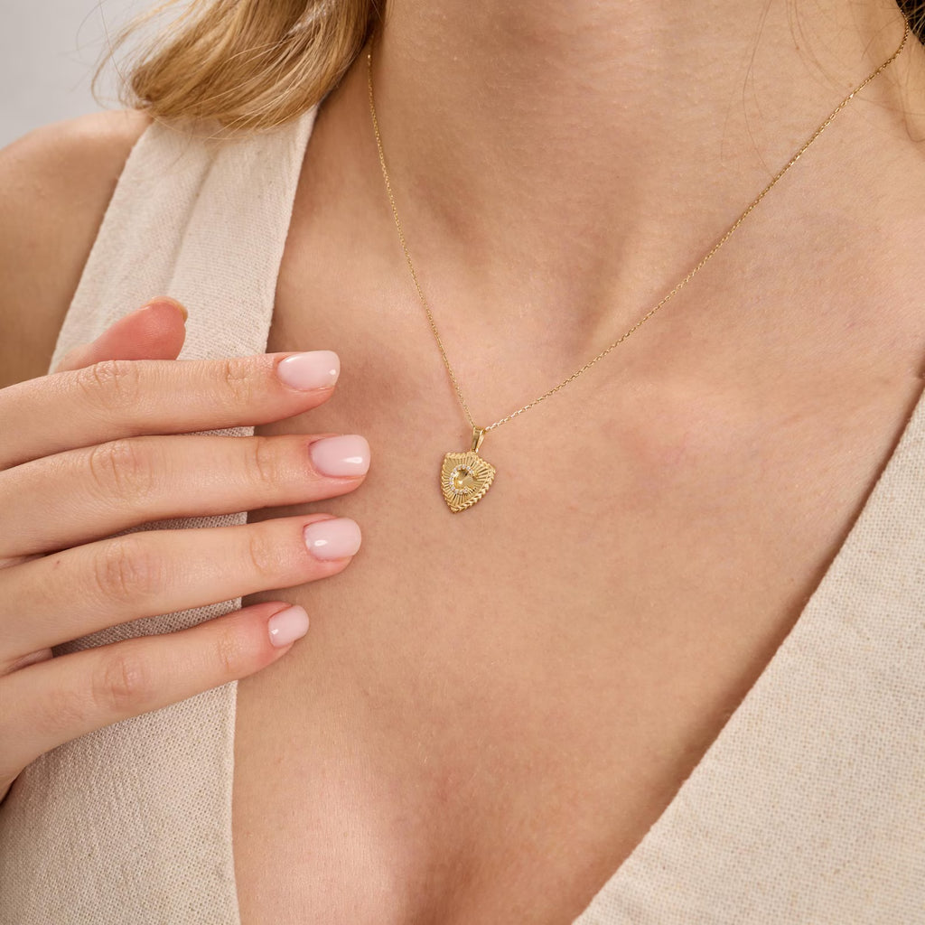 C Letter Diamond Shield Initial Necklace