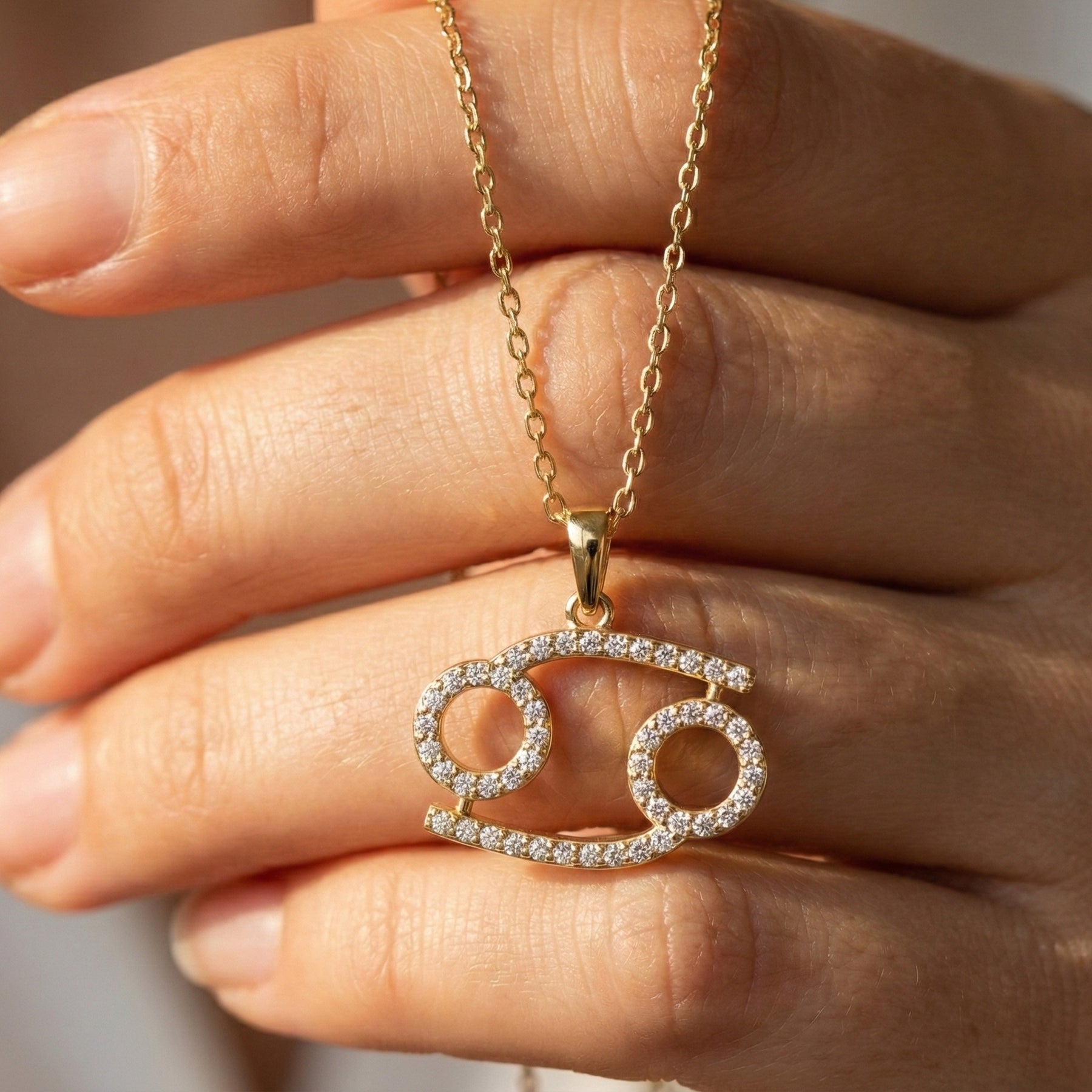 Cancer Zodiac Glyph Pendant Necklace