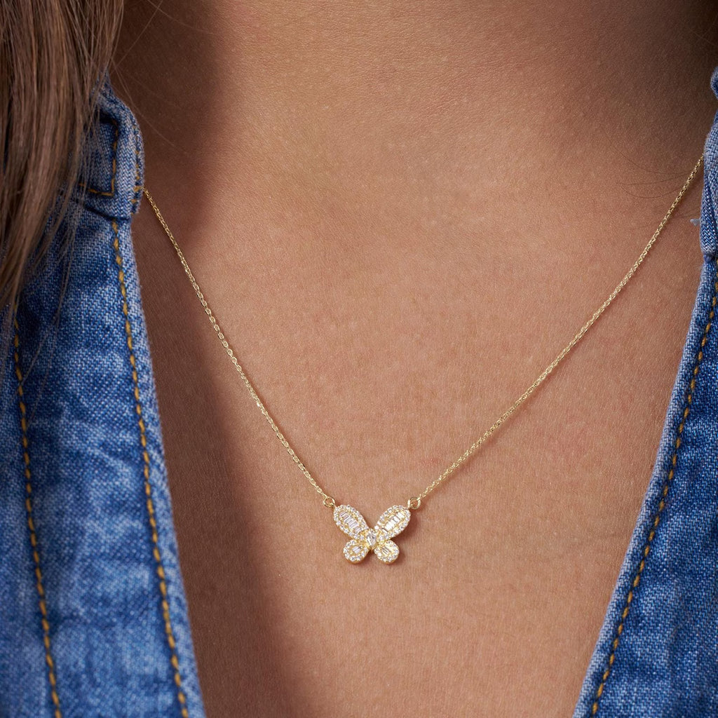 Celeste Butterfly Diamond Pendant Necklace