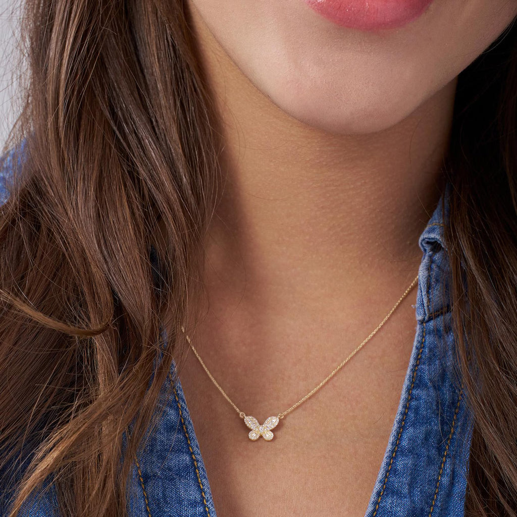 Celeste Butterfly Diamond Pendant Necklace