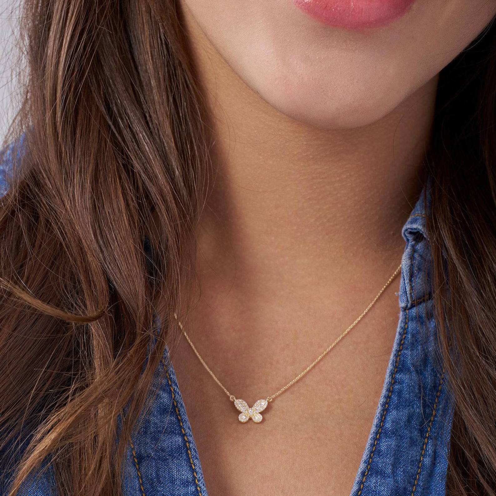 Celeste Butterfly Diamond Pendant Necklace
