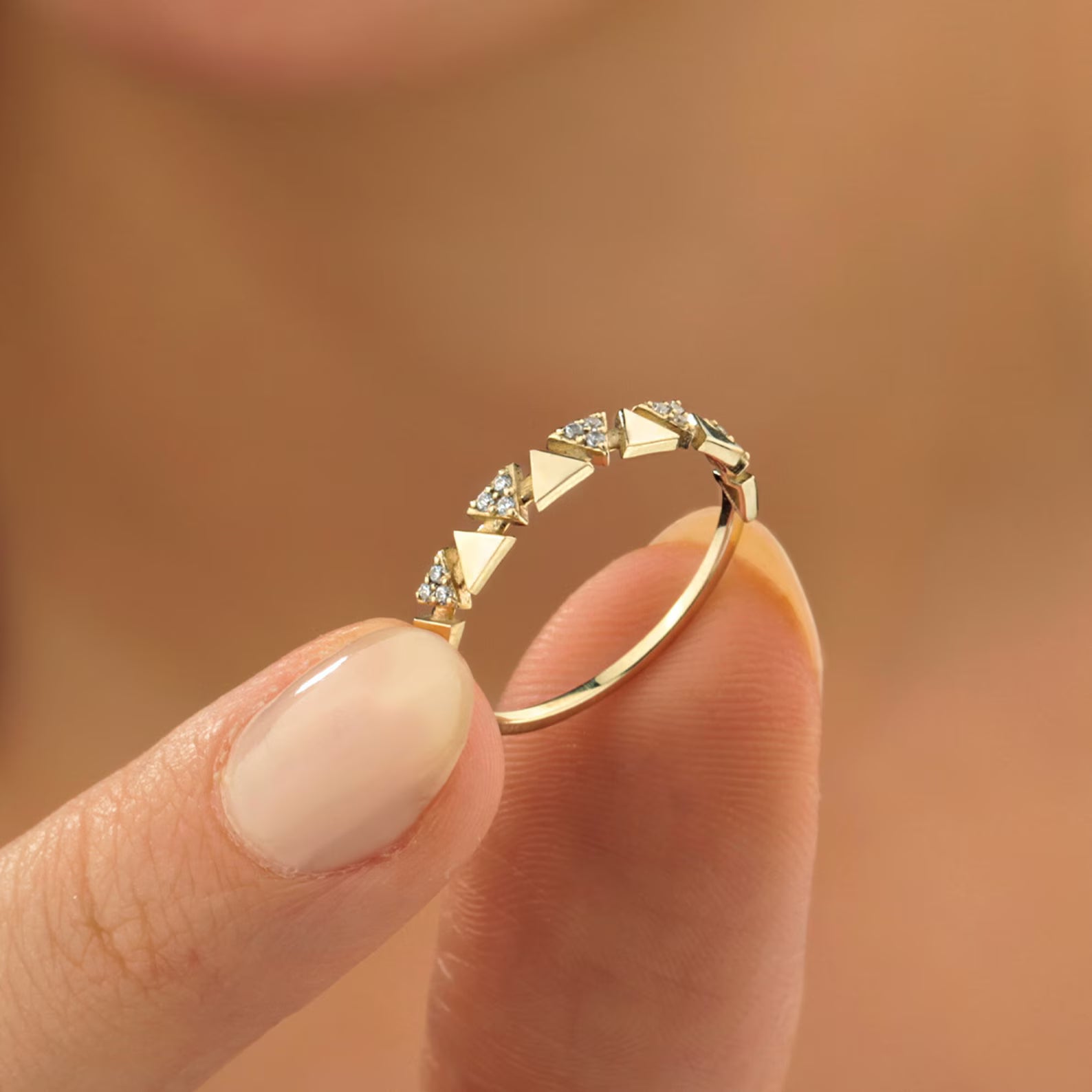Triangle Diamond Wedding Ring