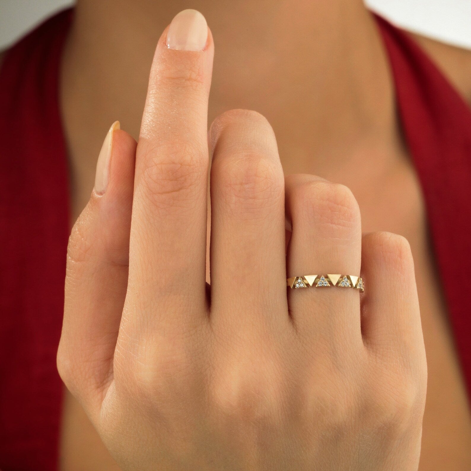 Triangle Diamond Wedding Ring