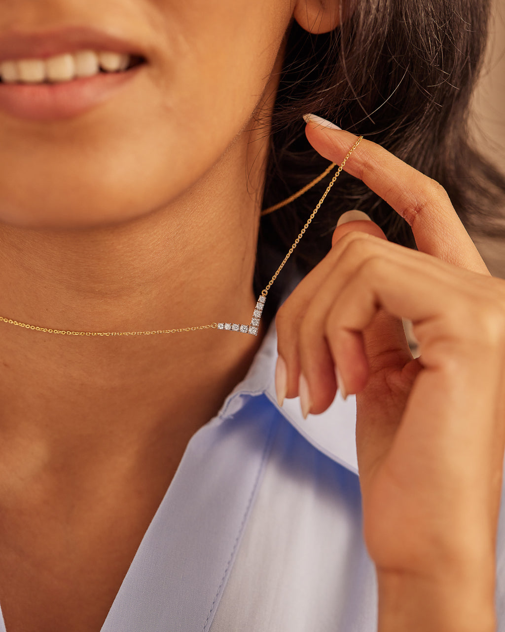 Classic Chevron Diamond Necklace