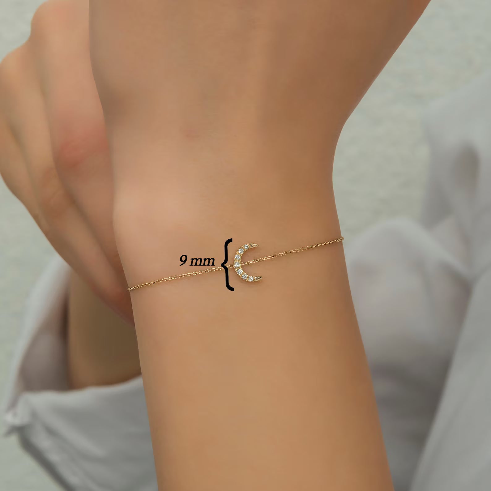 Crescent Moon Diamond Charm Bracelet
