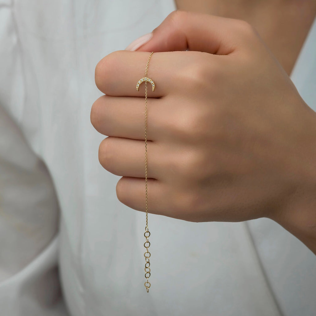 Crescent Moon Diamond Charm Bracelet