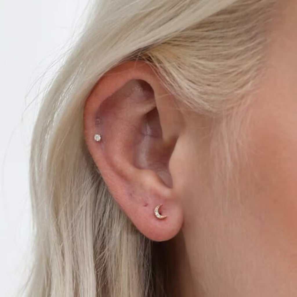 Crescent Moon Stud Earrings