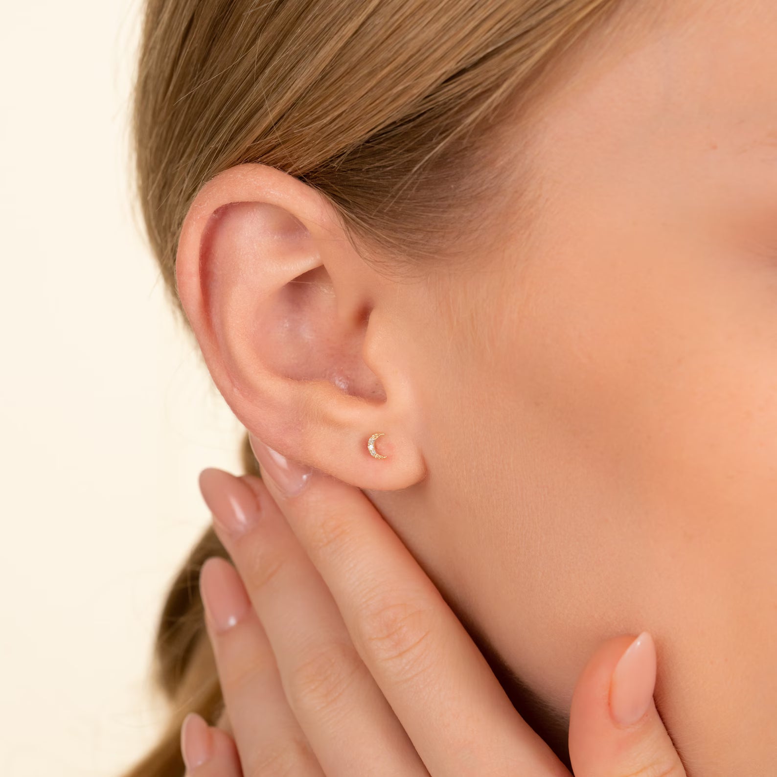 Crescent Moon Stud Earrings