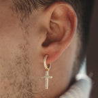Cross Drop Hoop Earrings