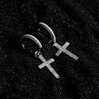 Cross Drop Hoop Earrings