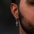 Cross Drop Hoop Earrings