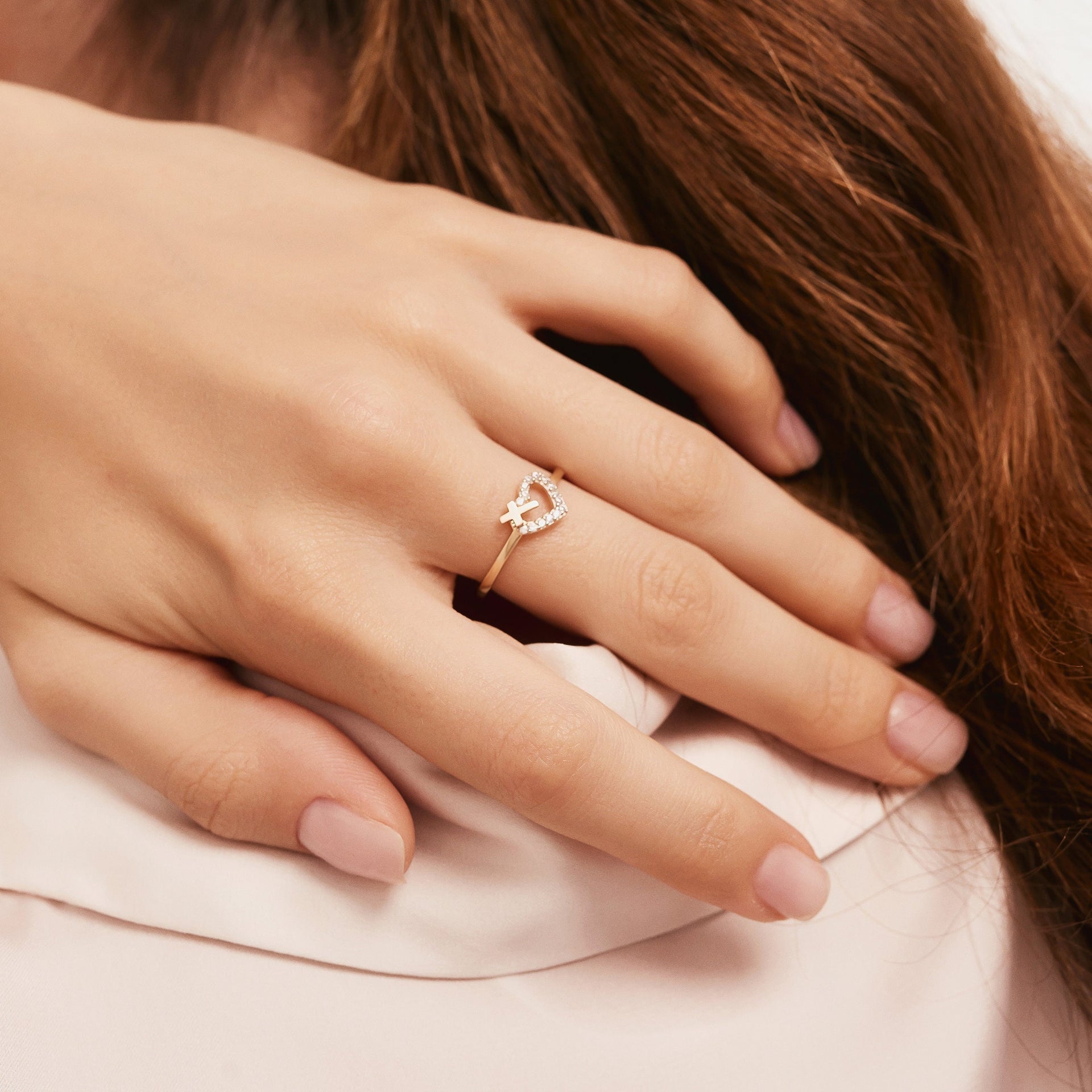 Cross Inside Heart Ring