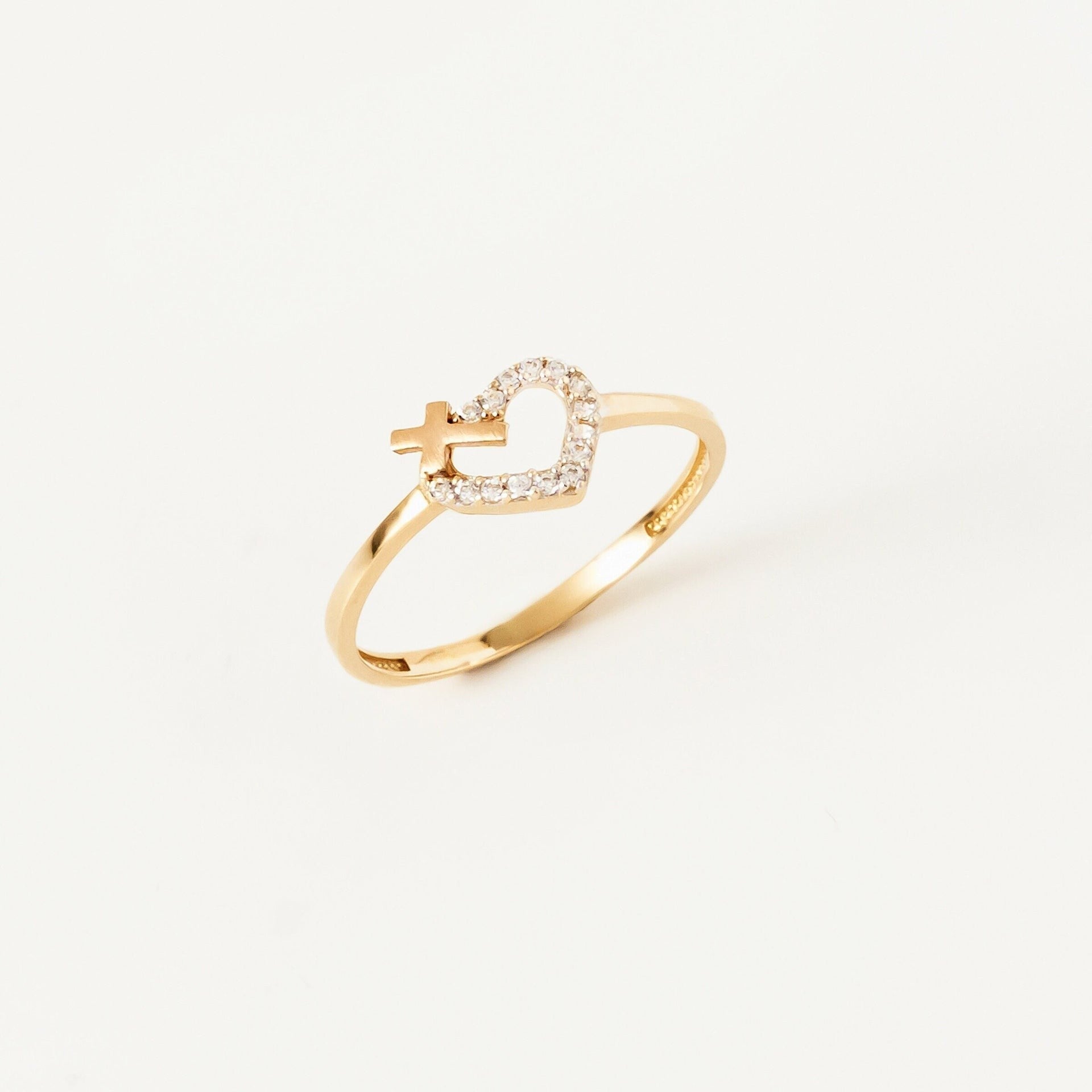 Cross Inside Heart Ring