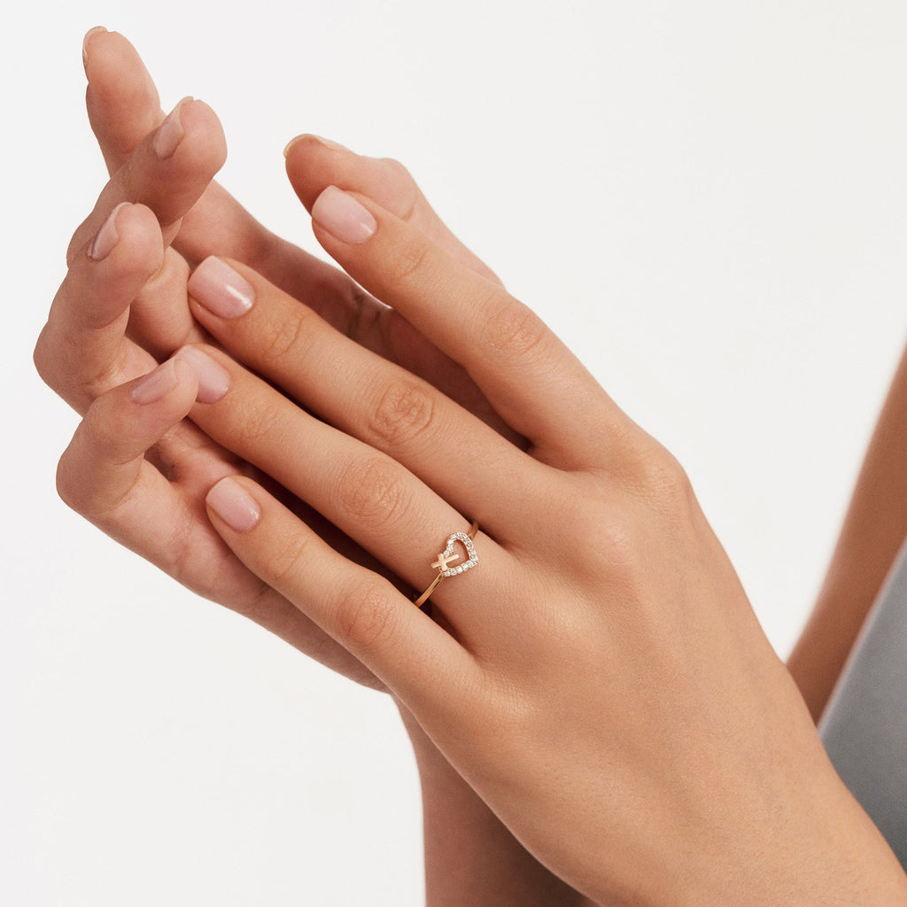 Cross Inside Heart Ring