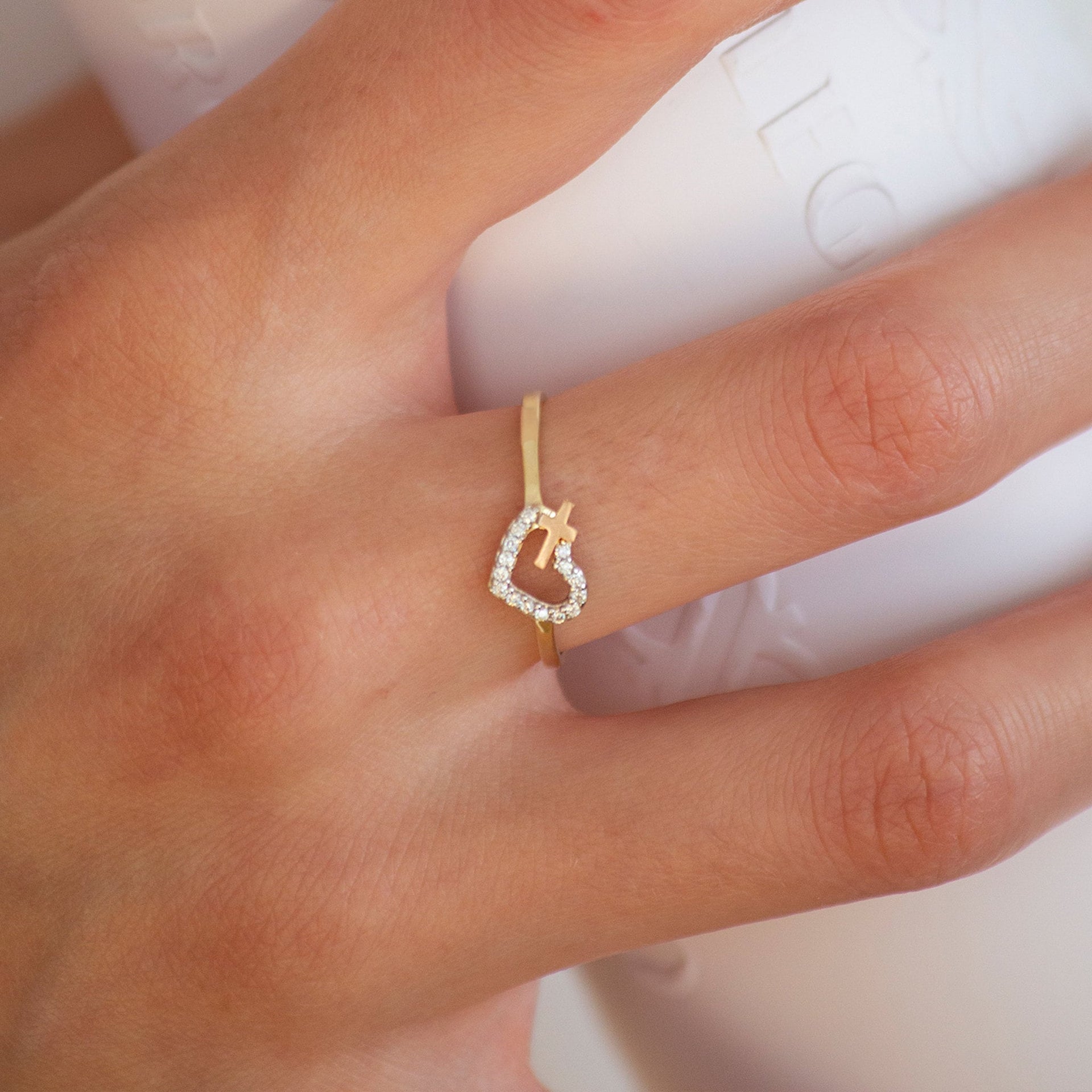 Cross Inside Heart Ring