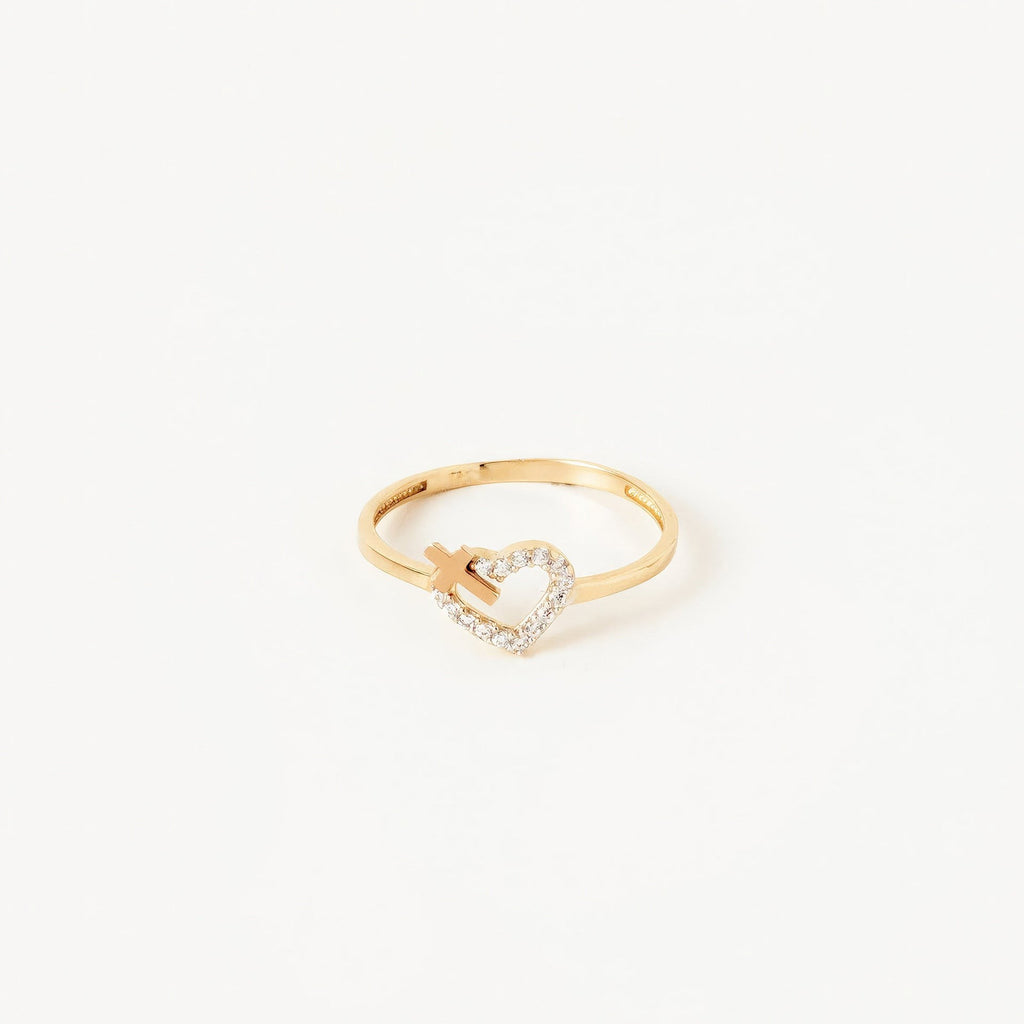 Cross Inside Heart Ring
