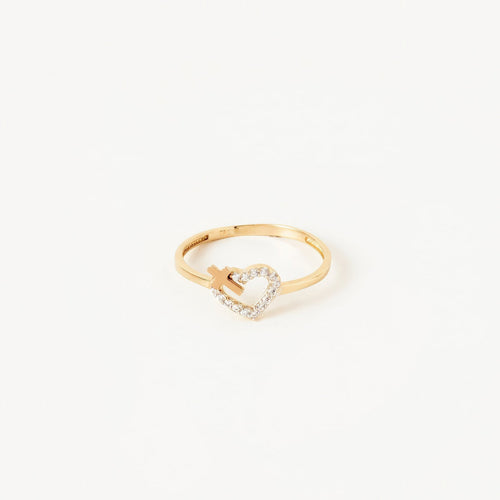 Cross Inside Heart Ring