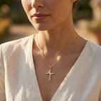 Curved Diamond Cross Necklace
