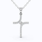 Curved Diamond Cross Necklace