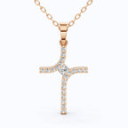Curved Diamond Cross Necklace