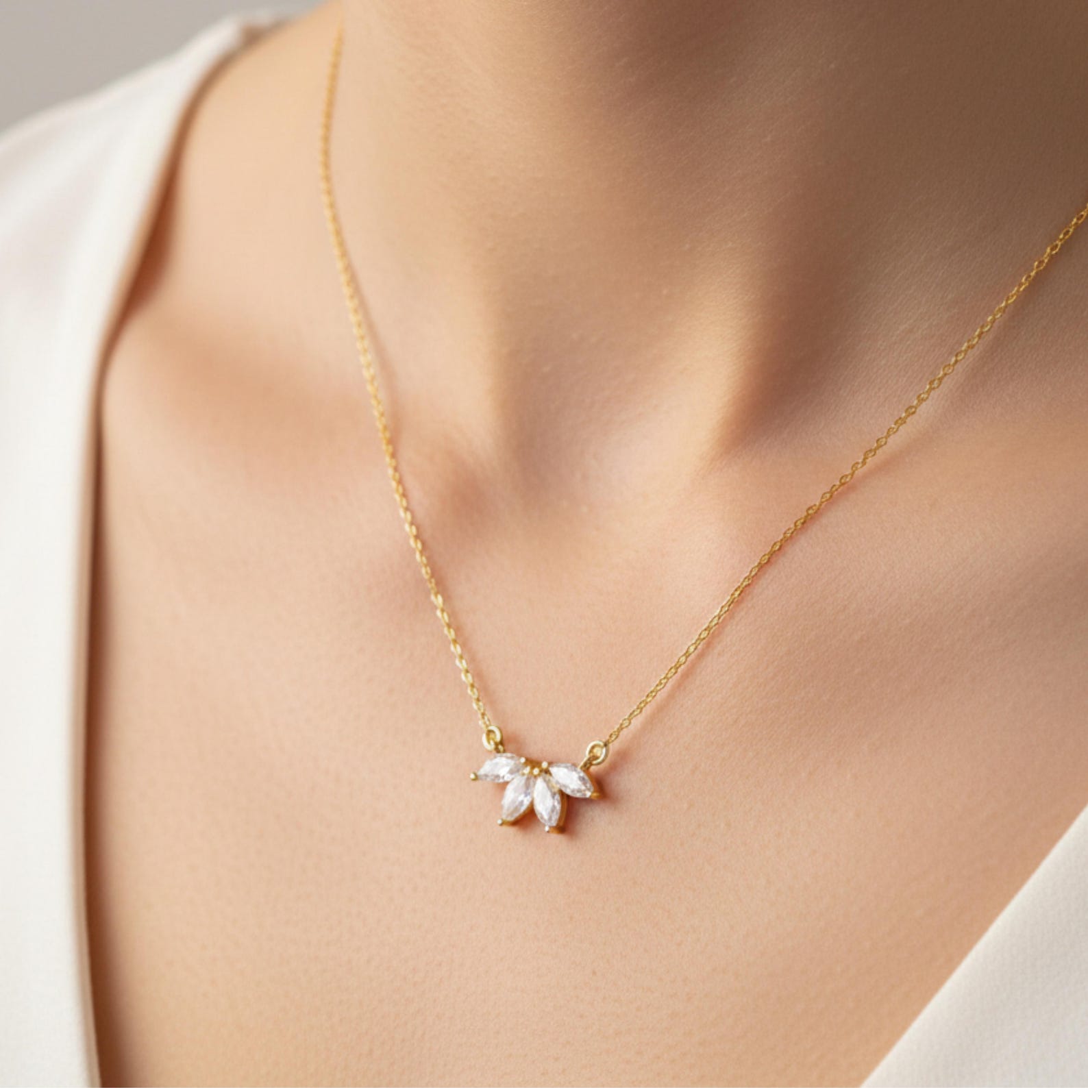 Dainty Marquise Drop Necklace
