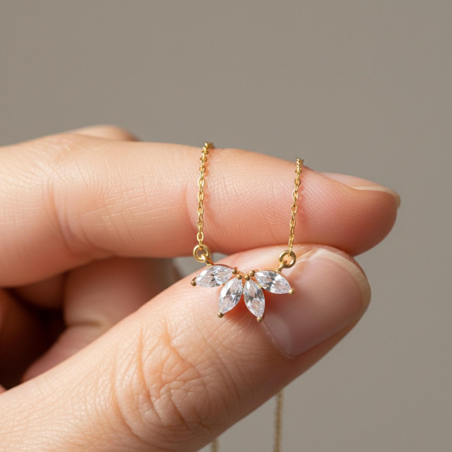 Dainty Marquise Drop Necklace